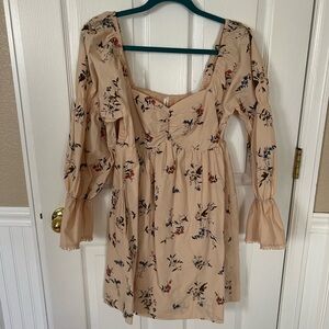 Anthropologie Embroidered Floral Dress in Cream